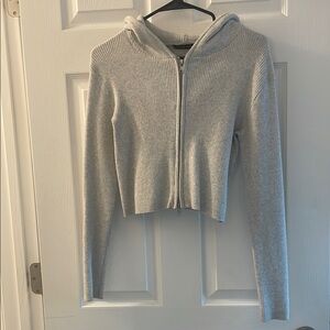 Brandy Melville Ribbed Zip-Up Hoodie